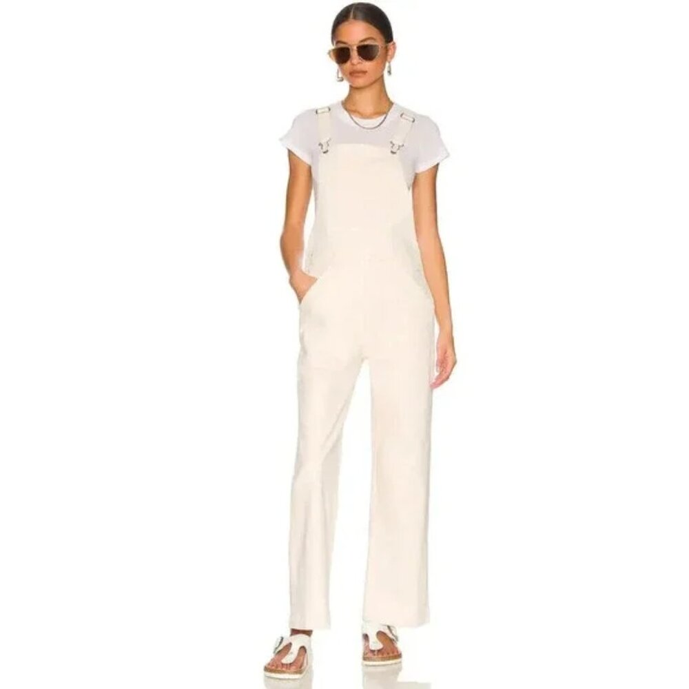 MOTHER Cream Wide-Leg Overalls Jumpsuit